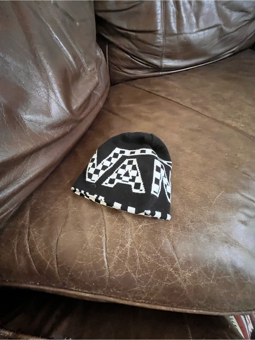 VANS Black and White Graphic Beanie Hat